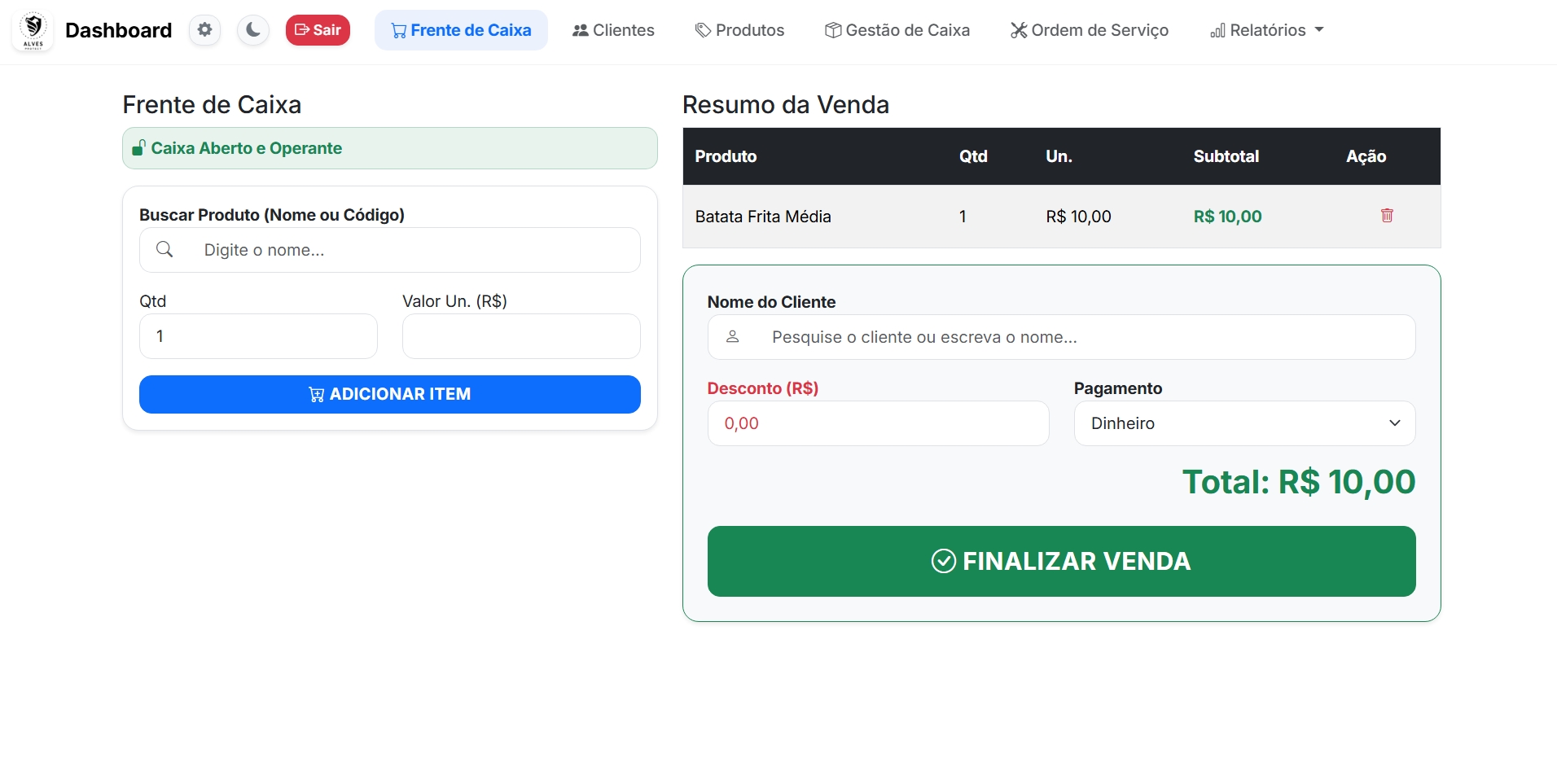 Frente de Caixa